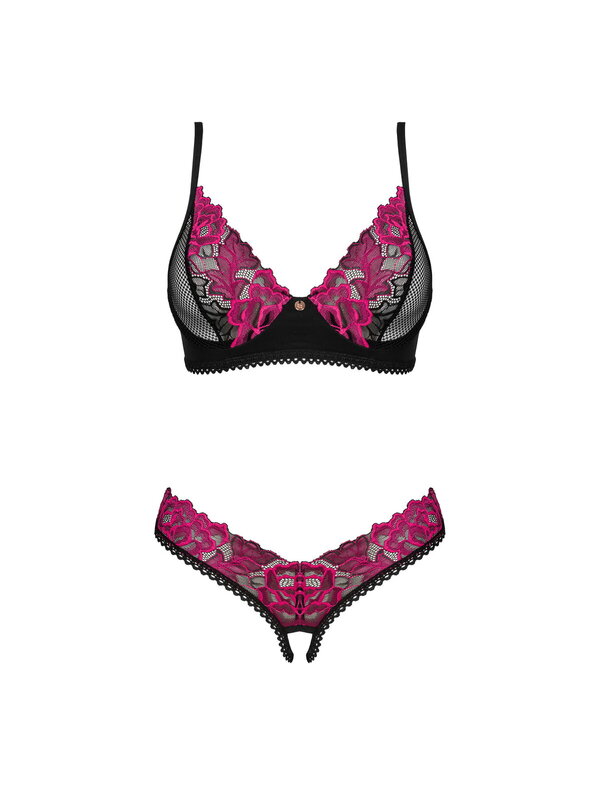 Set Obsessive Set sexy compus dintr-un sutien teddy negru cu decupaj în zona intimă