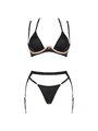 Set Obsessive Set negru din 3 piese - sutien, thong si centura portjartier