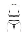 Set Obsessive Set negru din 3 piese - sutien, thong si centura portjartier