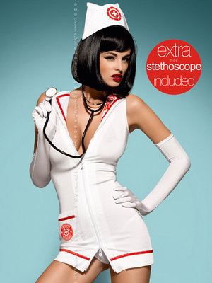 Costume sexy - Emergency dress + stethoscope - Alb